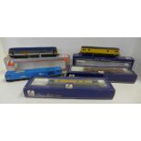 Lima Models OO gauge Railfreight Distribution diesel locomotive and three carriages, boxed, and