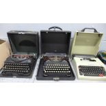 Three typewriters **PLEASE NOTE THIS LOT IS NOT ELIGIBLE FOR POSTING AND PACKING**