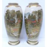 A pair of 19th Century Japanese Satsuma vases, 31cm