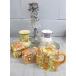Cottage ware tea service and other china plus a figure of a girl, a/f **PLEASE NOTE THIS LOT IS