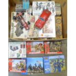 Airfix and other plastic model kits, some partially constructed