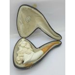 A cased Meerschaum pipe