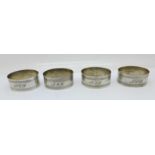 Four silver napkin rings, 68g