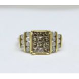 A 9ct gold, cognac and white diamond ring, approximately 1ct diamond weight, 2.5g, L