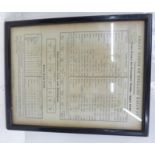 A 19th Century railway timetable, Great North of England Railway, April 1841