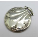 A miniature silver hand mirror, 40mm diameter