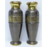 Two brass vases, a/f