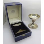 An A.E. Jones Arts and Crafts silver goblet in fitted case, Birmingham 1971, with Lincoln