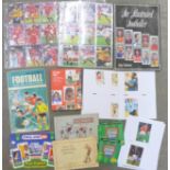 A collection of football cigarette cards, books, Pro Set picture cards, full set, etc., and a