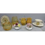 A collection of mixed glass and china including a Wade commemorative cup and saucer **PLEASE NOTE