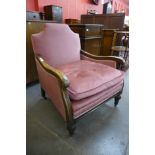 A George IV oak and fabric upholstered country house armchair