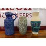 Three West German porcelain vases