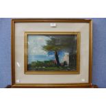 Italian School (20th Century), Mediterranean coastal landscape, oil on canvas, indistinctly