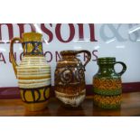 Three West German porcelain jugs