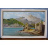 Italian School, lake scene, oil on panel, initialled JF, dated 1964, framed