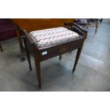 An Edward VII inlaid mahogany piano stool