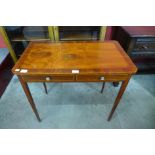 A George III inlaid mahogany two drawer side table