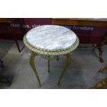 A French Louis XV style ormolu and marble topped circular jardiniere stand