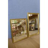 An etched gilt mirror and one other