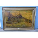 Geo. Danks, rural landscape, oil on canvas, dated 1910, framed, a/f