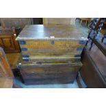A Victorian pine blanket box and one other