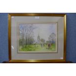 Violet Hilda Drummond (1911-2000), Albert Memorial, Hyde Park, mixed media, framed