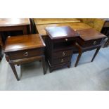 A pair of Stag Minstrel mahogany bedside tables and one other