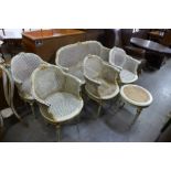 A French style cream and parcel gilt six piece salon suite