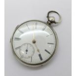 A Victorian silver pocket watch, the case hallmarked London 1863