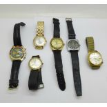 Six gentleman's mechanical wristwatches including Oris, (Mudu a/f)