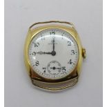 A gold plated Omega wristwatch, 29mm case, case a/f