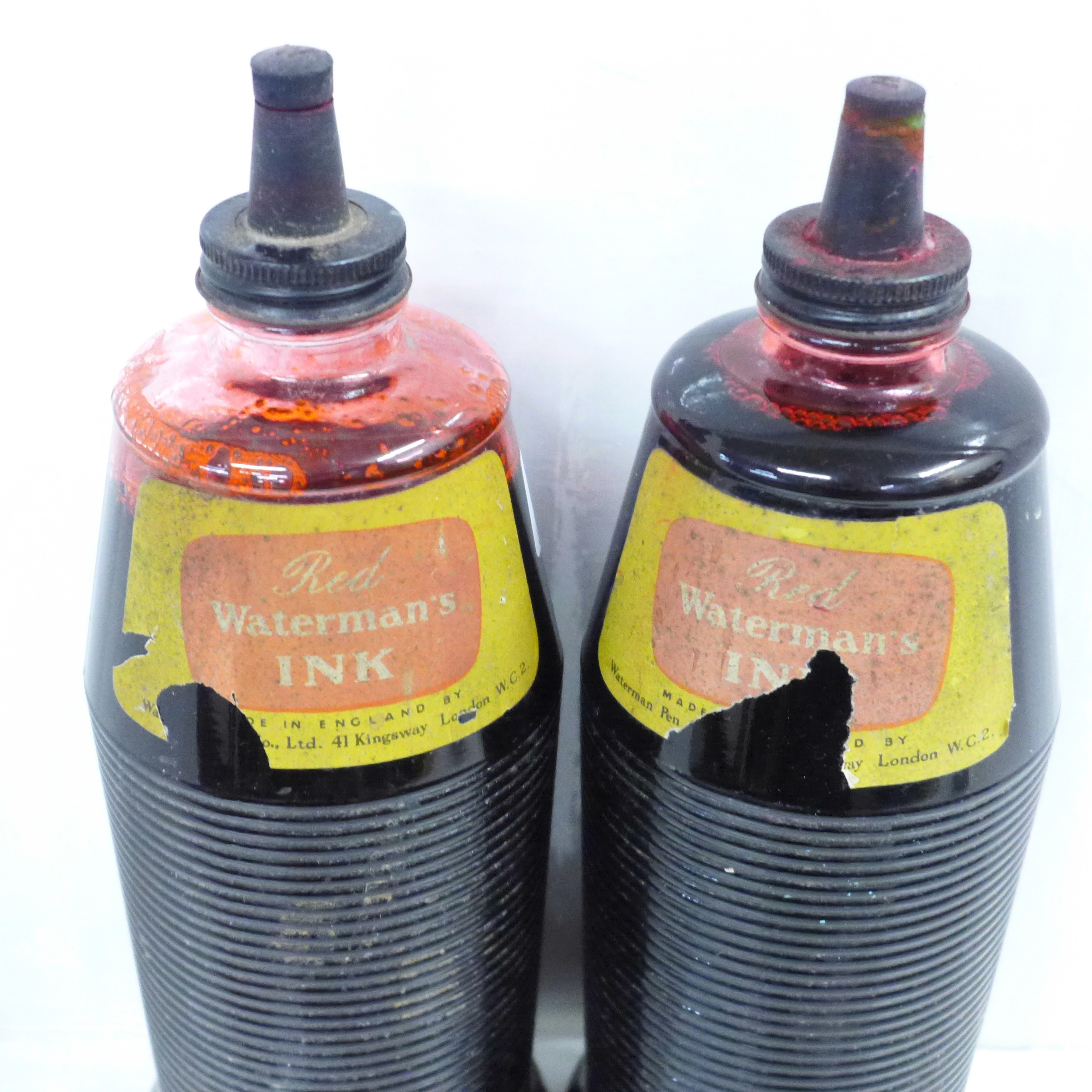 Two large Waterman's ink bottles, with contents - Image 2 of 2