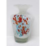 A M'dina glass vase in turquoise, red and white patterning, 11cm