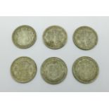 Six 1920's George V half crowns