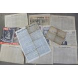 A collection of newspapers, The Times dated Wednesday October 3rd, 1798, (with mention of a Grand