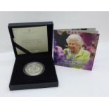 A 2021 UK £5 silver proof coin, The 95th Birthday of Her Majesty the Queen, boxed with
