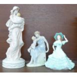 Two Wedgwood The Classical Collection figures, Devotion, 26cm and Tenderness and a Royal Worcester