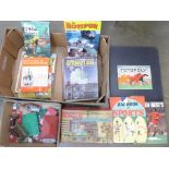 A Tri-ang Spot On Arkitex Set No. D, a Totopoly race game board and children's annuals