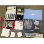 Fashion wristwatches, a bridge pencil set, Pandora boxes and a stainless steel cheese stick set