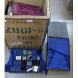 A tea chest containing mainly jewellery display trays and cutlery boxes **PLEASE NOTE THIS LOT IS