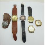 Six gentleman's mechanical wristwatches