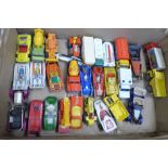 A collection of mainly Matchbox die-cast model vehicles