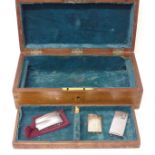A 1940's wooden box, two Ronson lighters and one other