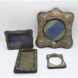 Four silver photograph frames, a/f