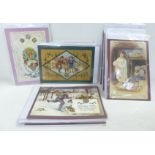 A collection of Victorian style Christmas cards, each with a 'lucky sixpence for your pudding'