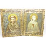 A pair of portrait plaques, St Francis of Assisi and St. Claire of Assisi