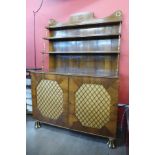 A Regency rosewood and brass mounted chiffonier