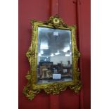 A small French gilt metal framed mirror