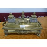 A George IV gilt metal desk stand