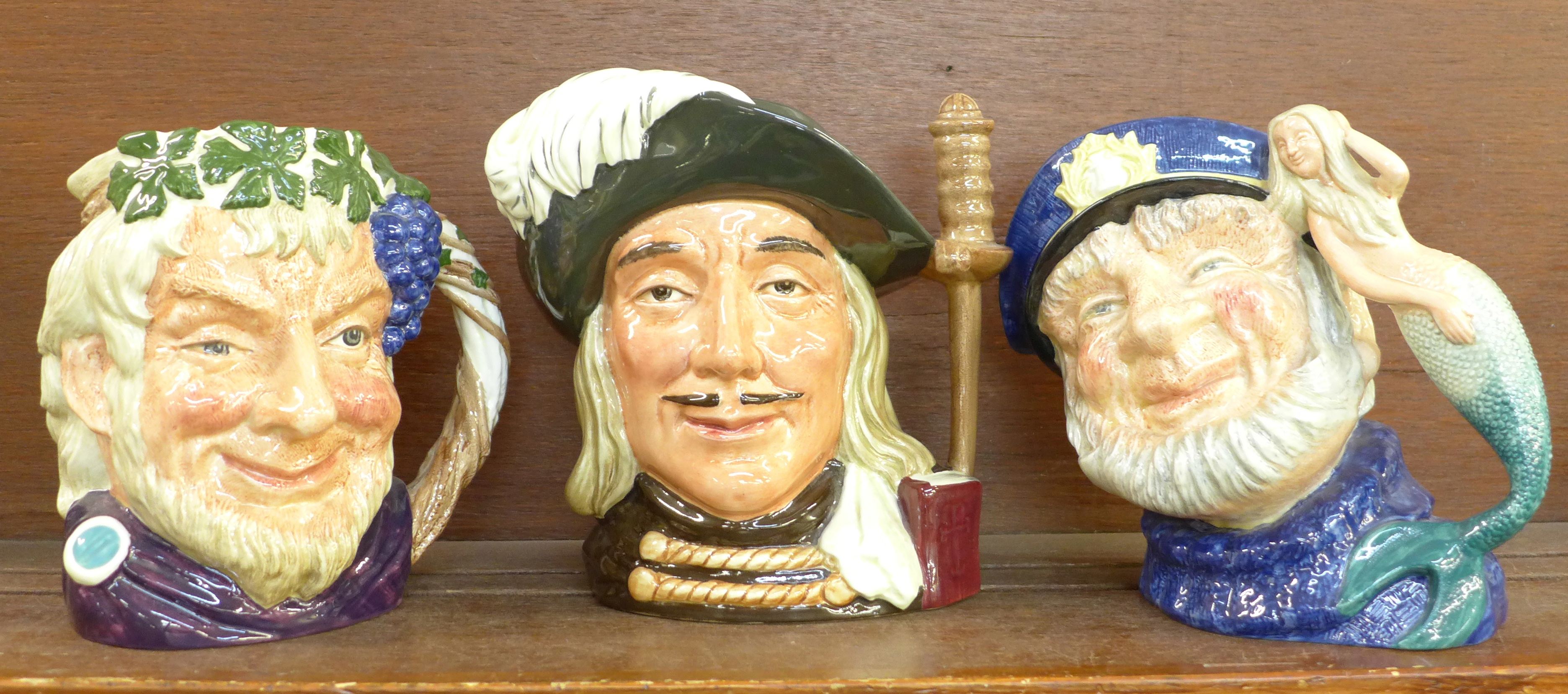 Three Royal Doulton large character mugs, Old Salt, Bacchus and Aramis, Aramis second quality